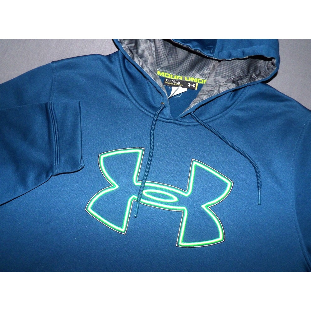 Under Armour Teal Blue Pull Over Performance Hoodie Sweatshirt Men's XL